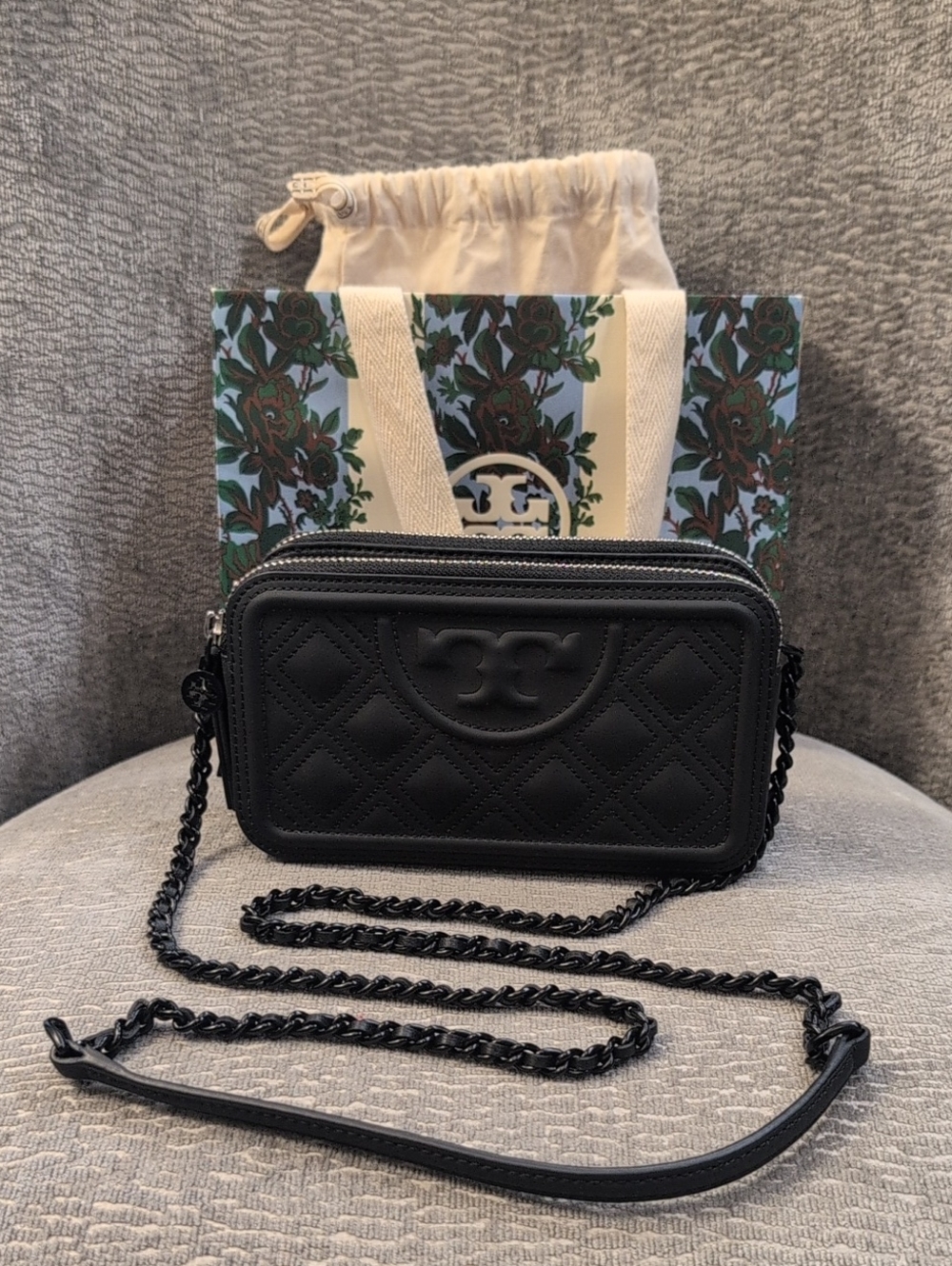 Tory Burch Black Flemming Double Zip Mini Bag